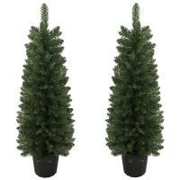 HOMCOM Set de 2 brazi artificiali, 120 cm, brad pentru intrare cu 170 vârfuri de crengi, bază de ghiveci, verde(m-8)