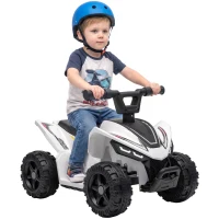 AIYAPLAY Kinder Quad Elektro 6V Kinderquad mit Lithium-Akku Vorwärtsfunktion Lenkerknopf-Steuerung 1,5-2 Jahre Weiß(m-12)