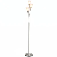 HOMCOM Lampadaire salon 40 W Lampadaire avec interrupteur au pied, 3 x douille E14 pour chambre, bureau, sans ampoule, argent(m-7)