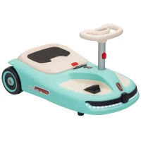 AIYAPLAY 12V Electric Wiggle Car with Pedal, Kids Electric Car with 2 Speeds, Soft Start, Music, Lights for 3-5 Years, Light Blue(m-1)