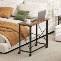 HOMCOM 80 cm Folding Desk on Wheels - Rustic Brown(m-8)