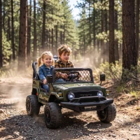 AIYAPLAY Toyota FJ 24V elektrische kinderauto met afstandsbediening, 200W motor, lithium-accu, 2-zits, 3-8 jaar(m-2)