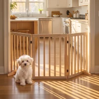 PawHut Barrière de Sécurité pour Chien Barrière Chien Sans Perçage Pliable et Autoportante 3 Panneaux 150 x 36 x 61 cm Naturel(m-15)