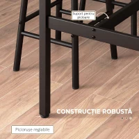 HOMCOM Set Masă Înaltă și 2 Taburete de Bar cu Suport pentru Picioare, Stil Industrial, Negru și Maro(m-6)