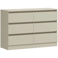 HOMCOM Cómoda de 6 Cajones Sinfonier Moderno, Soporte para TV hasta 47 Pulgadas 100x35x69 cm Marrón Claro(m-1)