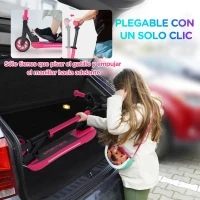 SPORTNOW Patinete Eléctrico Plegable de +6 Años Motor 120 W Autonomía 6 KM MAX 10 KM/H Ruedas de 5" - 5,5" Altura Ajustable Rosa(m-7)