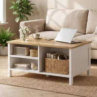 HOMCOM Baú de Armazenamento com Tampa Elevatória, 80x60x40 cm, Efeito Madeira Natural(m-2)