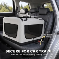 PawHut Sac de transport souple pour chien avec sangle à boucle de sécurité, coussin lavable et gamelle pliable, gris clair(m-8)