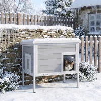 PawHut Outdoor Cat House, Insulated Cat Shelter with Insulated Liner, Waterproof Asphalt Roof, Escape Door, Opening Top(m-2)