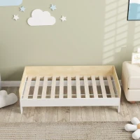 AIYAPLAY Cama para Niños de +3 Años 140x70 cm Cama Infantil de Madera Carga 80 kg para Dormitorio Blanco y Natural(m-7)