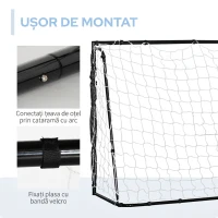 HOMCOM Poartă de Fotbal de Exterior din Metal, cu Țintă și Stâlpi din Material Oxford, 186 x 62 x 123 cm, Negru(m-4)