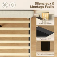 HOMCOM Cadre de Lit 140 x 190 cm avec Sommier, Tête Réglable, Lit Double Rembourré en Velours Côtelé, Sans Bruit, Gris Clair(m-6)