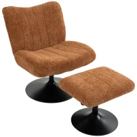 HOMCOM Fotoliu de salon cu suport pentru picioare reglabil, fotoliu auxiliar capitonat din catifea cu efect model picături de apă, maro(m-8)