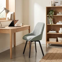 HOMCOM Set de 2 Scaune de Sufragerie Pivotante la 360°, Scaune Bucătărie Căptușite în Chenille, Spătar Curbat, Verde(m-5)