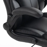HOMCOM Chaise Bureau Ergonomique avec Accoudoirs Relevables, Fauteuil de Bureau en PU, Hauteur Réglable, Fonction Bascule, Noir(m-9)