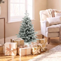 HOMCOM Mini brad de Crăciun 90 cm cu 296 vârfuri, efect zăpadă, ghiveci, mini-brad de masă pentru acasă și birou, Alb(m-5)