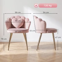 HOMCOM Accent Chair Velvet Upholstered Armchair Lotus Back Heart Pillow Lumbar Pillow Metal Legs Soft Pink(m-3)