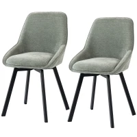 HOMCOM Set de 2 Scaune de Sufragerie Pivotante la 360°, Scaune Bucătărie Căptușite în Chenille, Spătar Curbat, Verde(m-9)