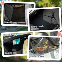 PawHut Carrito para Perros y Gatos Plegable hasta 10 kg Cochecito para Perros Pequeños de 3 Ruedas Grandes de Goma Gris(m-4)