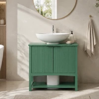 HOMCOM Móvel Sob-Lavatório para Lavatório de Coluna com Porta e Prateleira, Verde Intenso(m-6)