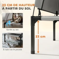 PawHut Lit pour Chien Surélevé Tente pour Chien avec Auvent Tente 3 Côtés Respirant Textilène Sac 122x92x94cm Gris Clair(m-5)
