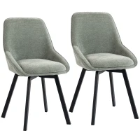 HOMCOM Set de 2 Scaune de Sufragerie Pivotante la 360°, Scaune Bucătărie Căptușite în Chenille, Spătar Curbat, Verde(m-8)