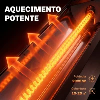 Outsunny Aquecedor de Infravermelhos para Terraço 2000 W de Chão ou Parede com Comando, 8 Níveis, Temporizador e Desligamento por Inclinação(m-4)