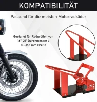 HOMCOM Motorstandaard voor 80-155 mm Voorwiel, Verstelbare Wielklem met 12 Standen en Voorgeboorde Gaten, tot 450 kg(m-4)