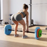 SPORTNOW 20 kg Adjustable Barbell Weights Set, Barbell Bar with Weight Plates, Non-slip Handle, Multicolour(m-14)