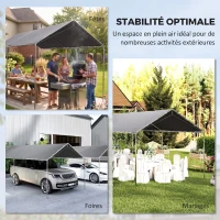 Outsunny Carport auvent pour voiture 595 x 294 cm acier galvanisé robuste toit PE haute densité gris(m-7)
