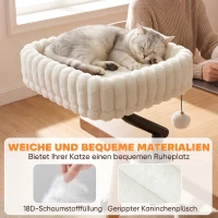 PawHut Katzen-Schreibtischbett, Katzenbett für Schreibtisch mit 360°Drehung, Hängeball verstellbare Klemme für Katze unter 6 kg(m-6)