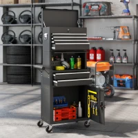 HOMCOM Three-Part Steel Locking Tool Chest - Black(m-10)