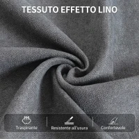 HOMCOM Poltrona Reclinabile Manuale in Tessuto Effetto Lino con Poggiapiedi e Braccioli Imbottiti, Grigio Scuro(m-7)