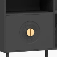 HOMCOM Record Player Stand, Vinyl Record Holder with Storage Holds Up to 300 Albums with Flip-Top Compartment, Black(m-11)