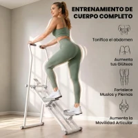SPORTNOW Stepper de Escalera para Casa Plegable con 3 Niveles de Resistencia Manillar Ajustable Monitor LCD Soporte para Móvil(m-9)