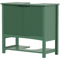 HOMCOM Dulap Sub Lavoar cu 2 Uși, Raft Deschis și Design Modern, 65x32x62 cm, Verde(m-11)