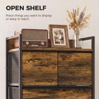 HOMCOM Rustic Chest of Four Fabric Drawers - Rustic Brown(m-5)