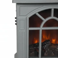 HOMCOM Freestanding Electric Fireplace, Electric Log Burner w/ LED Flame Effect, Overheating Safety System, 1000W/2000W, Grey(m-12)