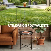 Outsunny Petite table basse ronde table d'appoint plateau amovible avec bord relevé pieds pliables en acier Ø 46 x 53 cm noir(m-7)