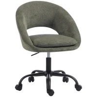 HOMCOM Chaise Bureau Ergonomique en Chenille, Hauteur Réglable, Accoudoirs Intégrés, Pivotant 360°, 59x60x79-89cm, Vert Foncé(m-16)