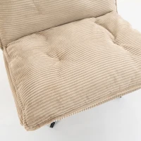 HOMCOM Loungestoel met voetenbank, 360° draaibaar, ribcord bekleding, verstelbare voetensteun, beige(m-11)