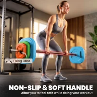 SPORTNOW 20 kg Adjustable Barbell Weights Set, Barbell Bar with Weight Plates, Non-slip Handle, Multicolour(m-6)