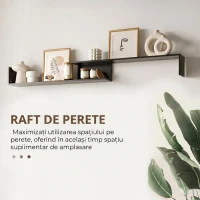 HOMCOM Comodă TV cu Raft de Perete, Polițe Deschise și Dulap, pentru Living și Dormitor, Negru și Maro Închis(m-6)