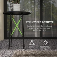 Outsunny Petite table d'appoint ronde, table de jardin, avec découpe en forme de fleur et feuilles, en acier, Ø 40 x 50 cm, noir(m-5)