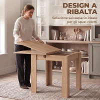 HOMCOM Tavolo da Pranzo Pieghevole in Legno per 4 Persone, 140x70x77 cm, Rovere(m-5)