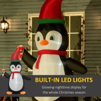 HOMCOM 2.5m Inflatable Christmas Penguin Holding Candy Cane Built-in LED for Party(m-4)