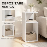 HOMCOM Set de 2 Măsuțe de Cafea Moderne cu Raft Deschis, Alb(m-5)