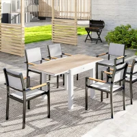 Outsunny Table à manger de jardin extensible pour 6 personnes avec plateau rectangulaire, cadre en aluminium, 60x80x75cm(m-10)