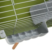 PawHut Small Animal Cage Rabbit Guinea Pigs Chinchillas Cage w/ Wheels Water Bottle Food Dish Platform Ramp 89 x 44 x 43 cm Green(m-11)