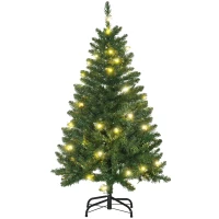 HOMCOM 4FT Prelit Artificial Christmas Tree w/ Warm White Light Home Xmas Decoration(m-1)